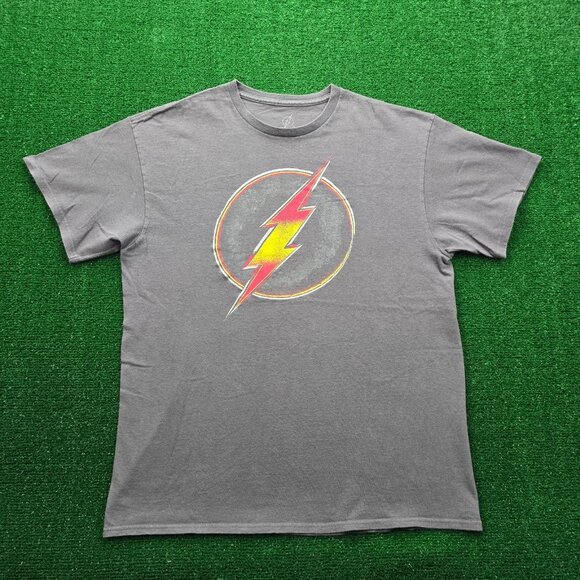 DC Comics The Flash Tshirt Mens Large Gray Short Sleeve Lightning Bolt Superhero - Picture 1 of 6